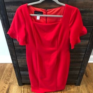 Red short sleeve dress.